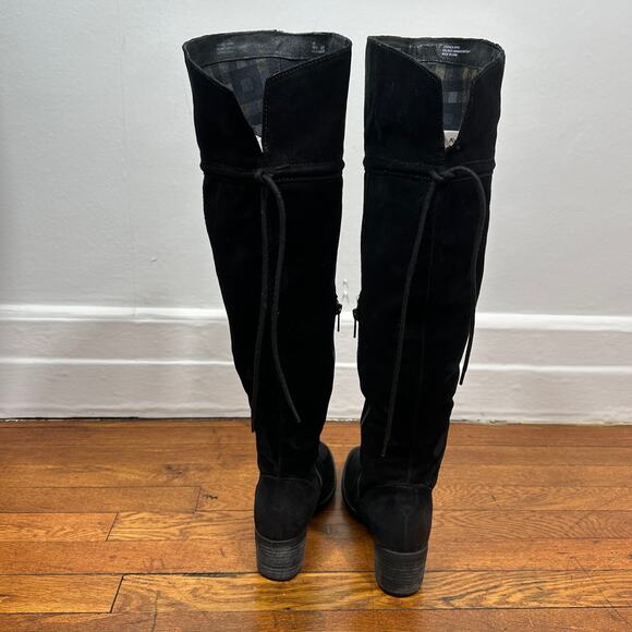 Born Black Suede Over the Knee Riding Boots Women’s 8M Tie Back Zip Tall Comfort - Picture 4 of 14